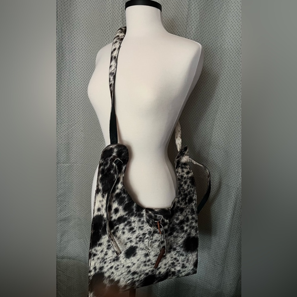 Stylish Black, Brown and White Cowhide Women's Bag